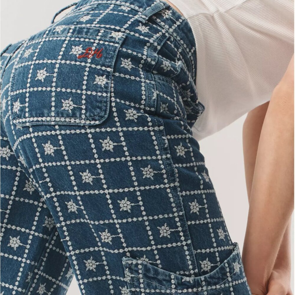 NWT Damson Madder Drew Embroidered Cargo Jeans